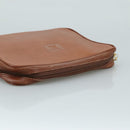 Burberrys Clutch Bag Leather Brown Gold Auth ti2491-5