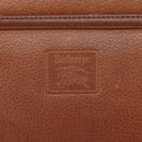 Burberrys Clutch Bag Leather Brown Gold Auth ti2493-8