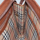 Burberrys Clutch Bag Leather Brown Gold Auth ti2493-17