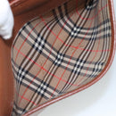 Burberrys Clutch Bag Leather Brown Gold Auth ti2493-12