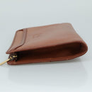 Burberrys Clutch Bag Leather Brown Gold Auth ti2493-4