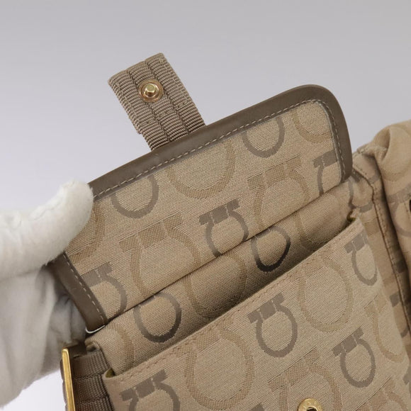 Salvatore Ferragamo Waist bag Canvas Beige Auth ti2497
