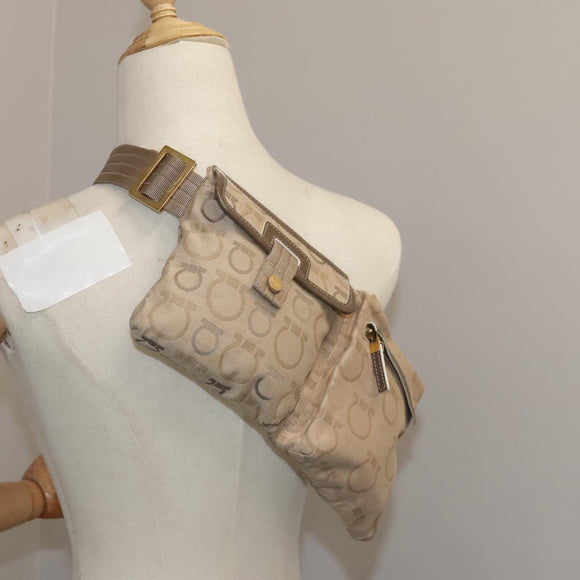 Salvatore Ferragamo Waist bag Canvas Beige Auth ti2497