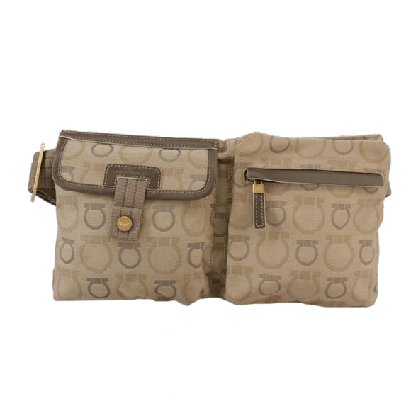 Salvatore Ferragamo Waist bag Canvas Beige Auth ti2497