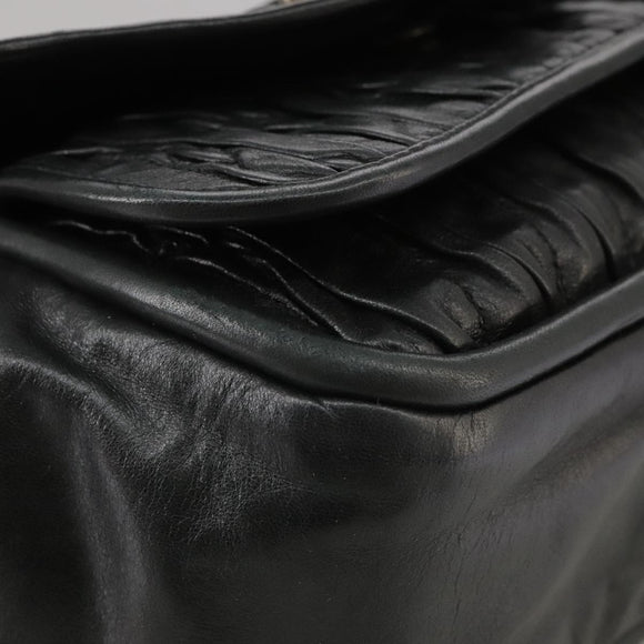 BALLY Shoulder Bag Leather Black Auth ti2506