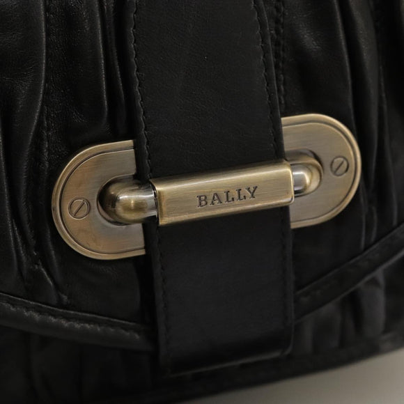 BALLY Shoulder Bag Leather Black Auth ti2506