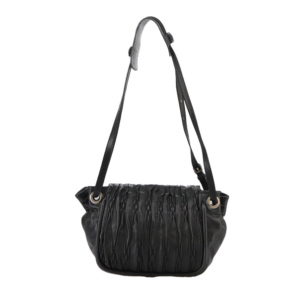 BALLY Shoulder Bag Leather Black Auth ti2506