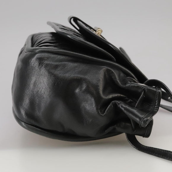 BALLY Shoulder Bag Leather Black Auth ti2506