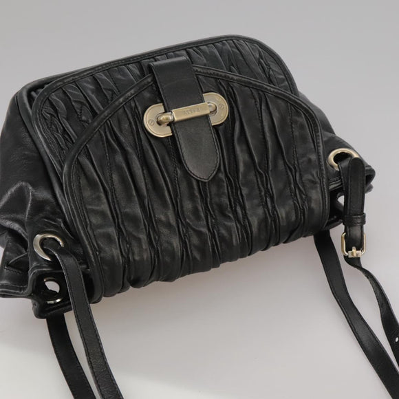 BALLY Shoulder Bag Leather Black Auth ti2506
