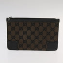 GUCCI GG Canvas Clutch Bag Leather 3Set Black Auth ti2507-11