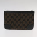 GUCCI GG Canvas Clutch Bag Leather 3Set Black Auth ti2507-12