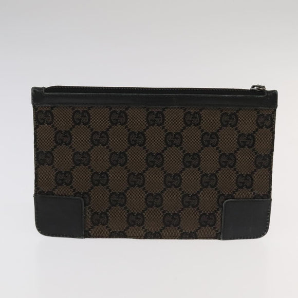 GUCCI GG Canvas Clutch Bag Leather 3Set Black Auth ti2507