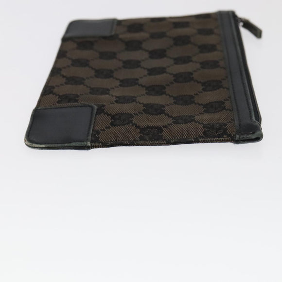 GUCCI GG Canvas Clutch Bag Leather 3 Set Black Auth ti2507
