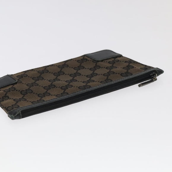 GUCCI GG Canvas Clutch Bag Leather 3Set Black Auth ti2507