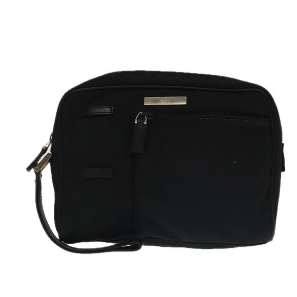 GUCCI GG Canvas Clutch Bag Leather 3 Set Black Auth ti2507