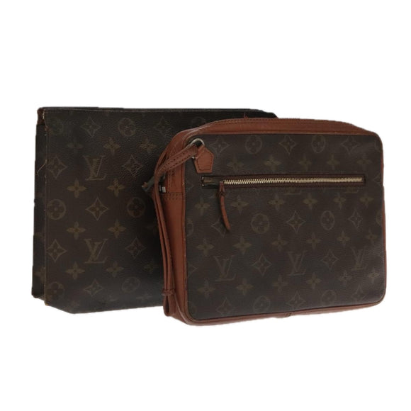 LOUIS VUITTON Monogram Clutch Bag 2Set LV Auth ti2508