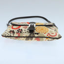 BALLY Accessory Pouch Canvas White Silver Auth ti2511-5