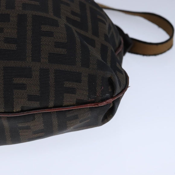 FENDI Zucca Canvas Shoulder Bag Brown Black Auth ti2513