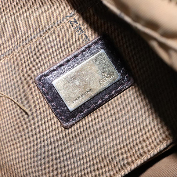 FENDI Zucca Canvas Shoulder Bag Brown Black Auth ti2513