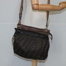 FENDI Zucca Canvas Shoulder Bag Brown Black Auth ti2513-22