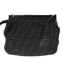 FENDI Zucca Canvas Shoulder Bag Brown Black Auth ti2513-2