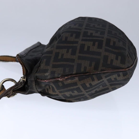FENDI Zucca Canvas Shoulder Bag Brown Black Auth ti2513