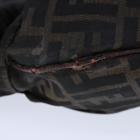 FENDI Zucca Canvas Shoulder Bag Brown Black Auth ti2513