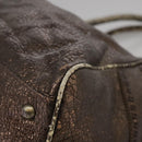 FENDI Hand Bag Leather Brown Auth ti2514-14