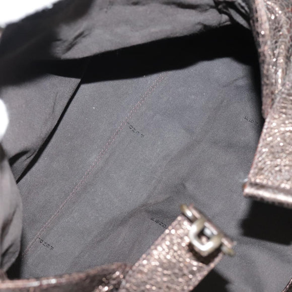 FENDI Hand Bag Leather Brown Auth ti2514