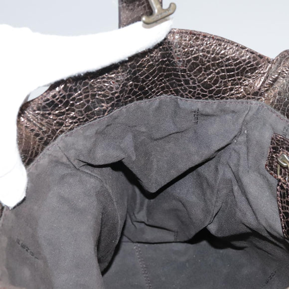 FENDI Hand Bag Leather Brown Auth ti2514