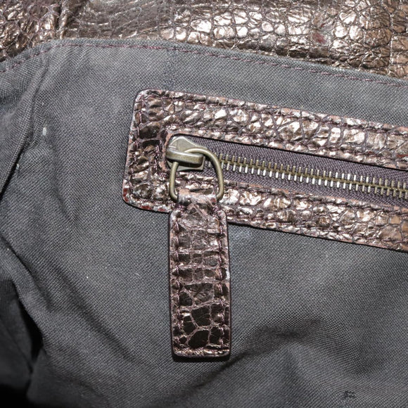 FENDI Hand Bag Leather Brown Auth ti2514