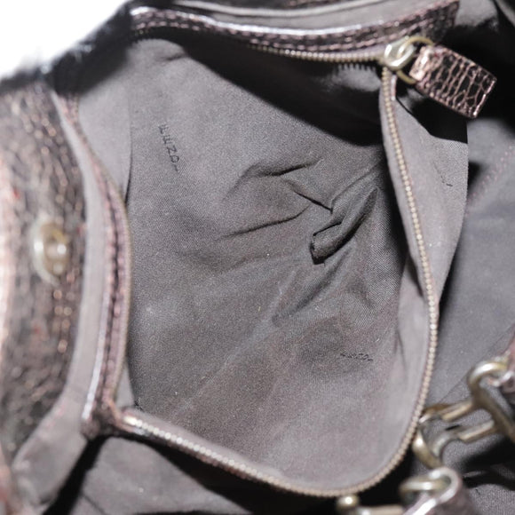 FENDI Hand Bag Leather Brown Auth ti2514