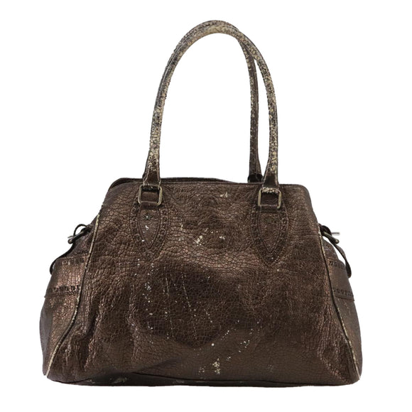 FENDI Hand Bag Leather Brown Auth ti2514