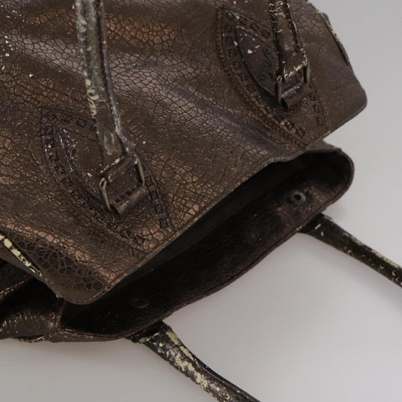 FENDI Hand Bag Leather Brown Auth ti2514