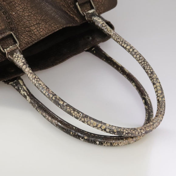 FENDI Hand Bag Leather Brown Auth ti2514