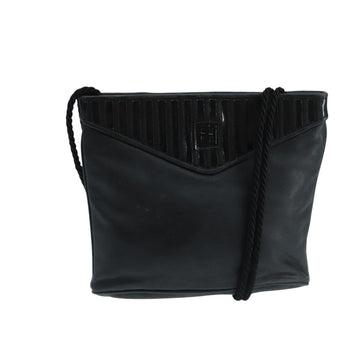 FENDI Shoulder Bag Leather Black Auth ti2515