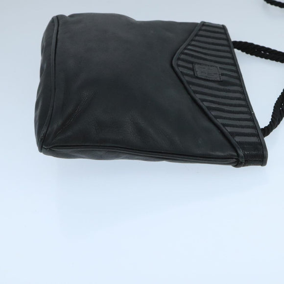 FENDI Shoulder Bag Leather Black Auth ti2515