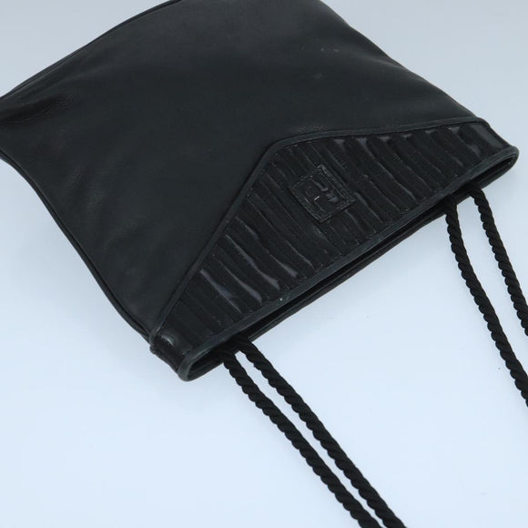FENDI Shoulder Bag Leather Black Auth ti2515