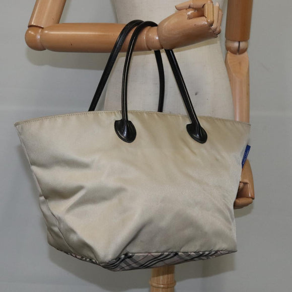 BURBERRY Blue Label Hand Bag Nylon Beige Auth ti2526