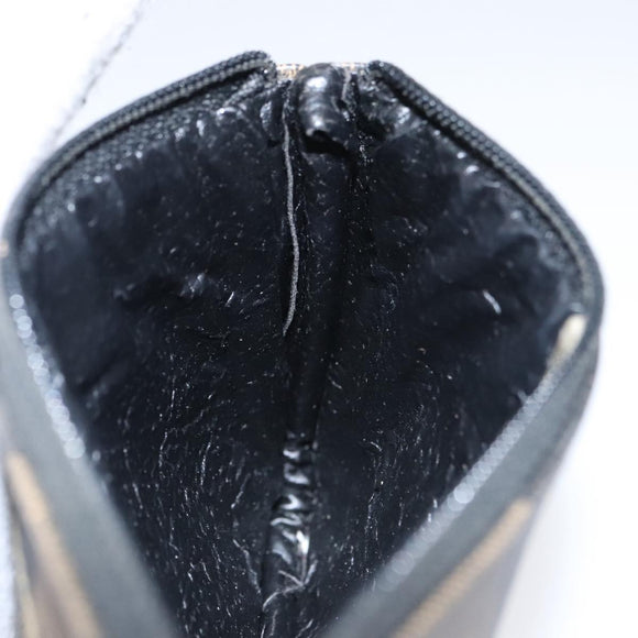 FENDI Pecan Canvas Pouch PVC Black Brown Gold Auth ti2537