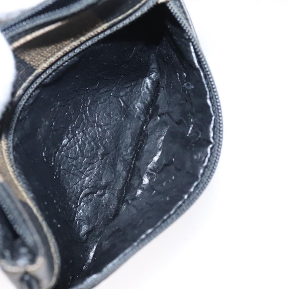 FENDI Pecan Canvas Pouch PVC Black Brown Gold Auth ti2537