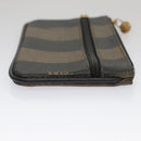 FENDI Pecan Canvas Pouch PVC Black Brown Gold Auth ti2537-3