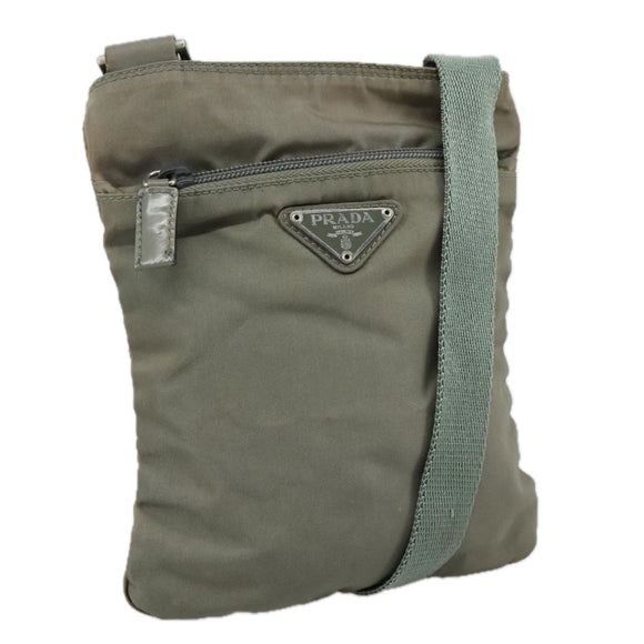 PRADA Shoulder Bag Nylon Gray Silver Auth ti2544