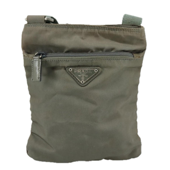 PRADA Shoulder Bag Nylon Gray Silver Auth ti2544