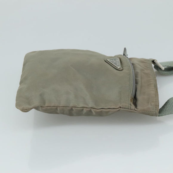 PRADA Shoulder Bag Nylon Gray Silver Auth ti2544