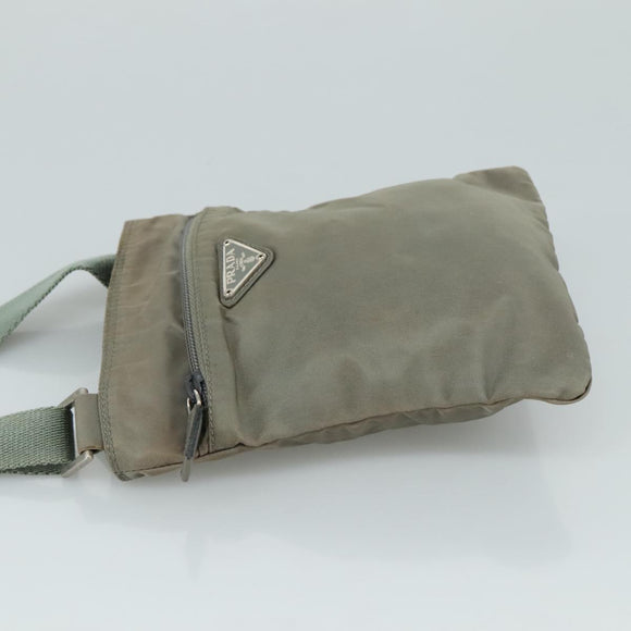 PRADA Shoulder Bag Nylon Gray Silver Auth ti2544