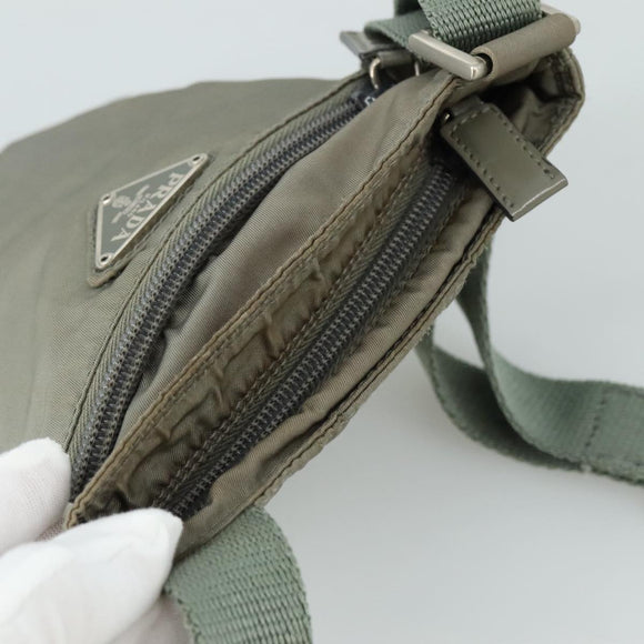 PRADA Shoulder Bag Nylon Gray Silver Auth ti2544
