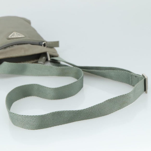 PRADA Shoulder Bag Nylon Gray Silver Auth ti2544