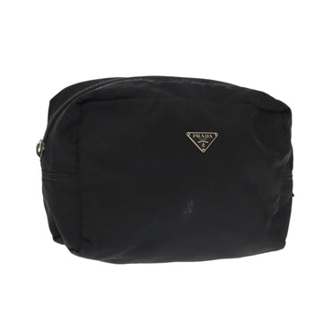 PRADA Pouch Nylon Black Silver Auth ti2545