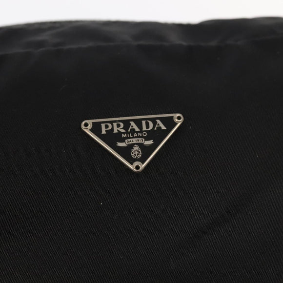 PRADA Pouch Nylon Black Silver Auth ti2545